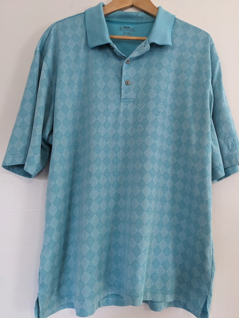 PGA Tour Polo Shirt Mens XL Blue Check